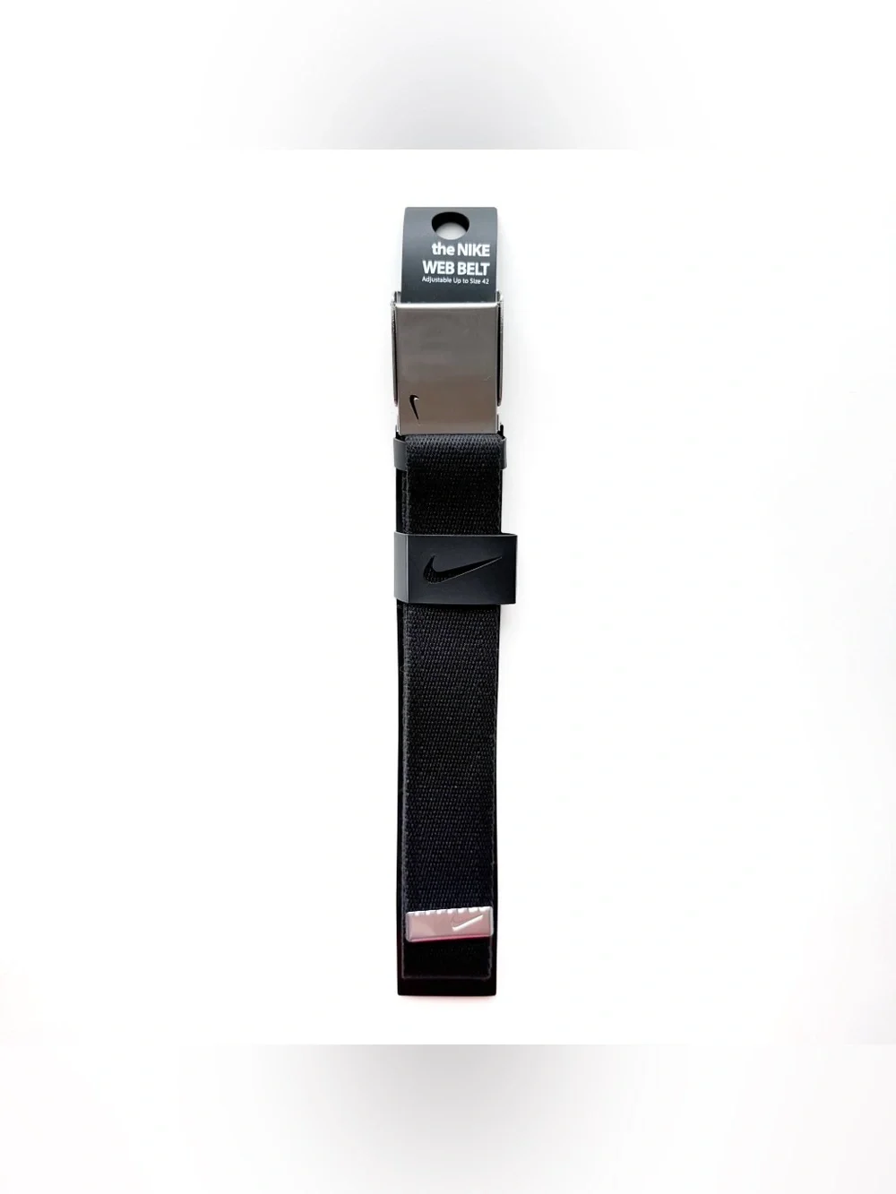 Nike Golf Web Belt Black Adjustable Silver Buckle Golfing Sporty